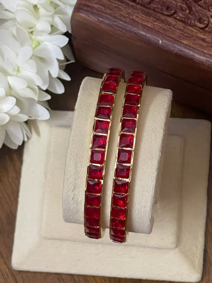 Ruby Box Bangles - Pair