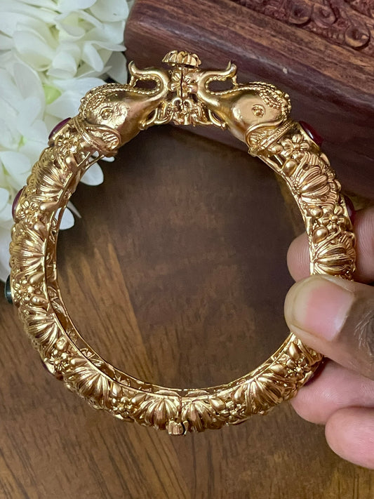 Antique Elephant Openable Kada Bangle - Single