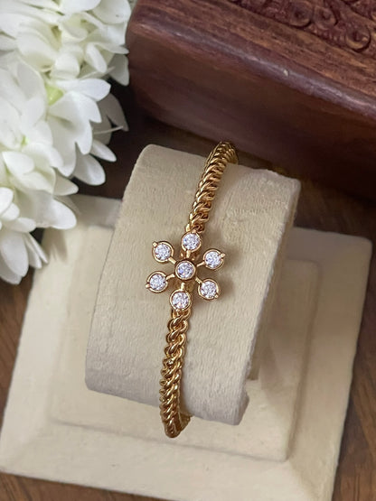 Micro Gold Plated Twisted Floral Kada - Single