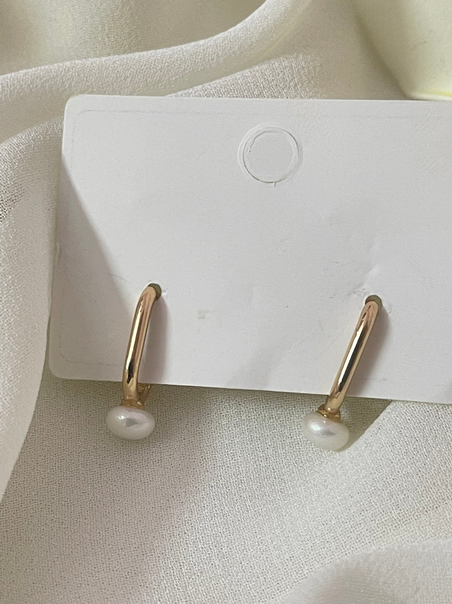 Rose Gold Pearl Hoops