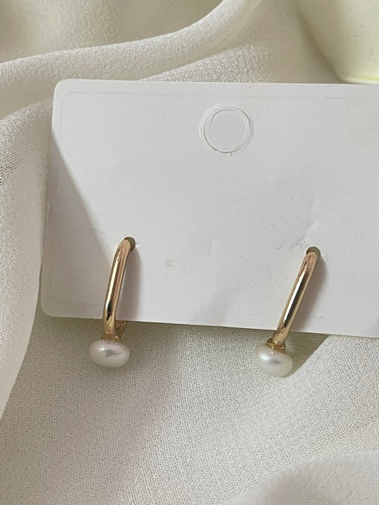 Rose Gold Pearl Hoops