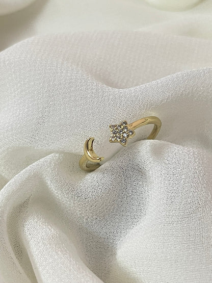 Star Moon Finger Ring