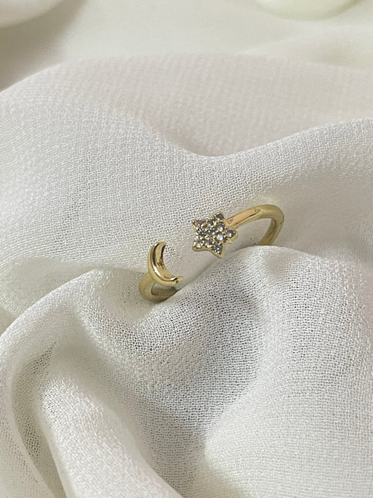 Star Moon Finger Ring