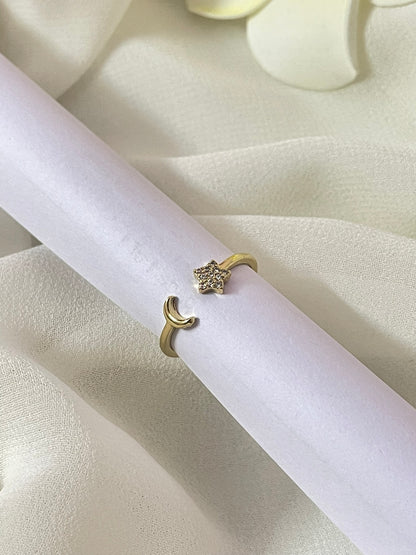 Star Moon Finger Ring